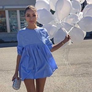 Zara poplin jumpsuit dress in SKY BLUE!!